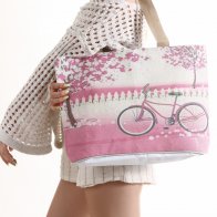Plaj Ve Alışveriş Çantası Pembe Bisiklet