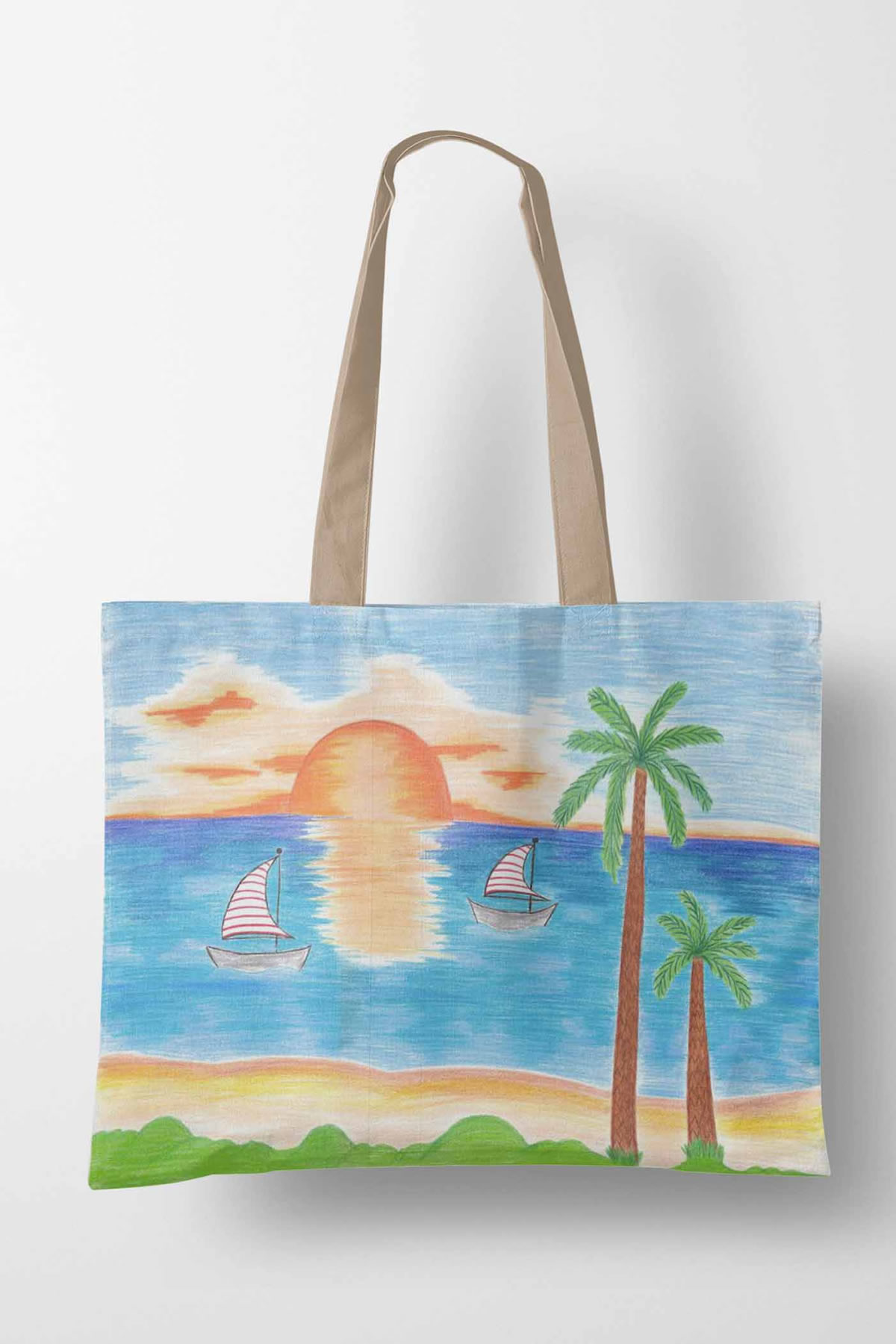 Plaj Ve Alışveriş Çantası tekneli